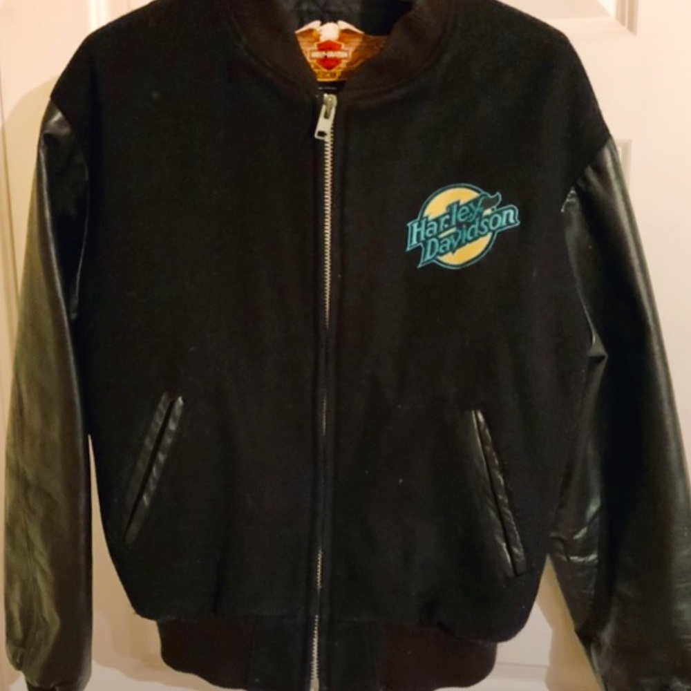 Vintage Harley Davidson Leather Wool Jacket